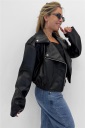 giubbotto effetto pelle biker